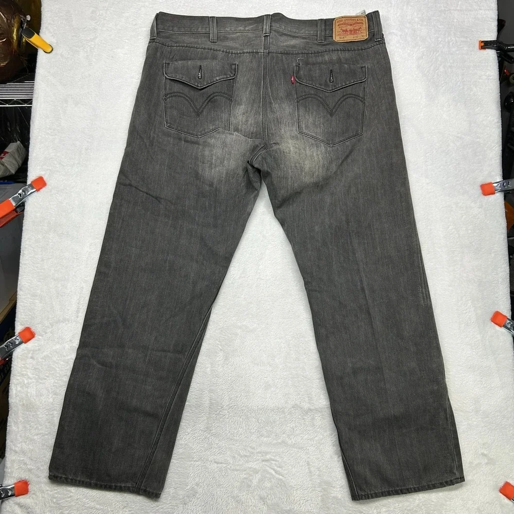 Levi's 514 Slim Straight Jeans Men's Gray Denim‎ Pockets Classic Zip Fly - 42X30